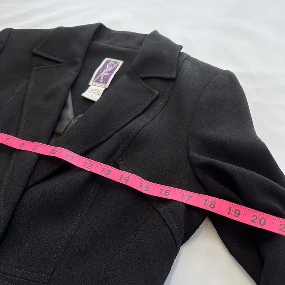 Zelda Womens Blazer Jacket Vintage Black Button Collar Triacetate Blend USA 6 - Picture 5 of 9